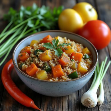 Варёная киноа с овощным красным рагу / либо с любыми другими тушенными овощами. - Шаг 1