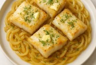 Минтай с луком и сливочным маслом