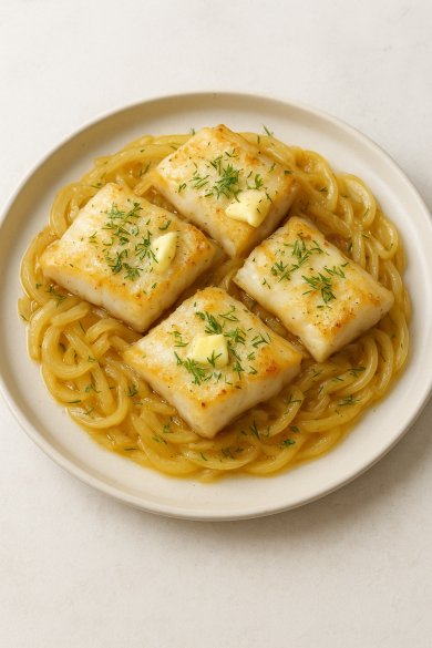 Минтай с луком и сливочным маслом